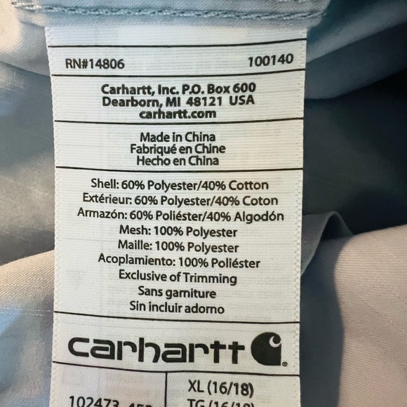 CARHARRT FORCE WOMEN’S BLUE LONG SLEEVES VENTED BUTTON DOWN SHIRT SIZE 16-18 - Picture 11 of 11